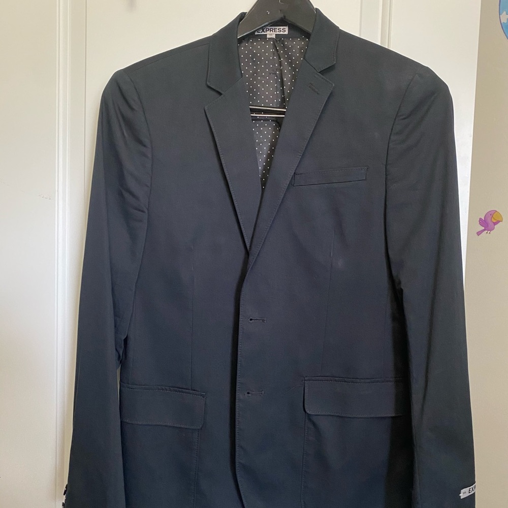 Men Suit Jacket Fitted, Black, Size: 38R